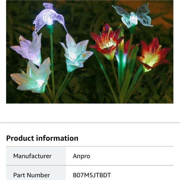 Anpro Outdoor Solar LED 2-pack of 3 Flowers Garden Lights Waterproof - Picture 14 of 16